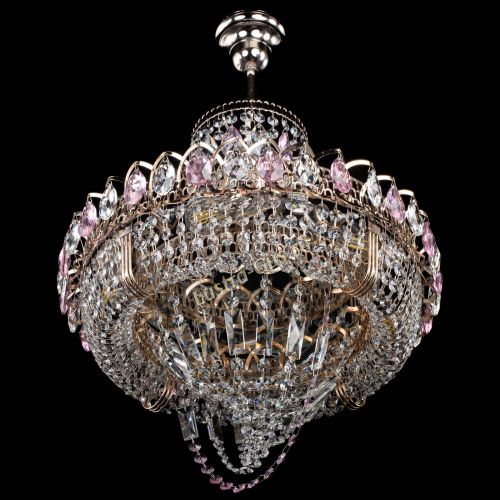 Люстра Кольцо Классика Веер розовая в Симферополе Гусь Хрустальный