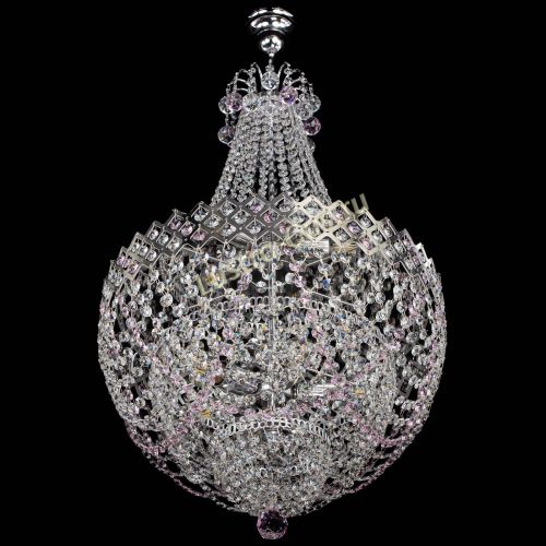 Люстра Корона №5 с подвесом Розовая в Симферополе Гусь Хрустальный