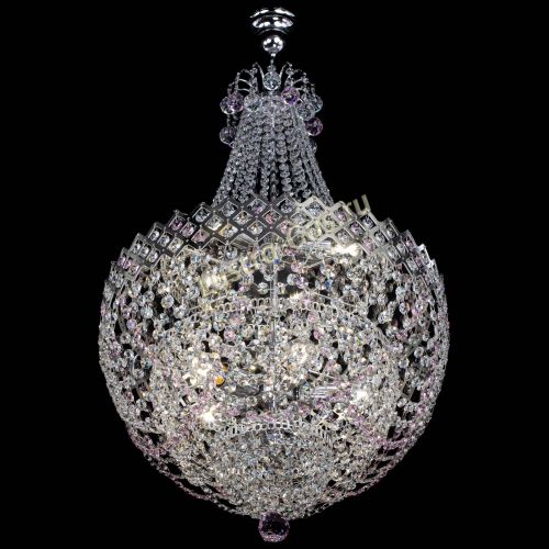 Люстра Корона №5 с подвесом Розовая в Симферополе Гусь Хрустальный