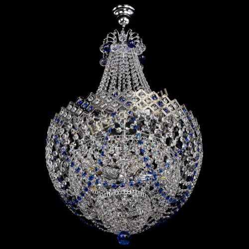 Люстра Корона №5 с подвесом Синяя в Симферополе Гусь Хрустальный