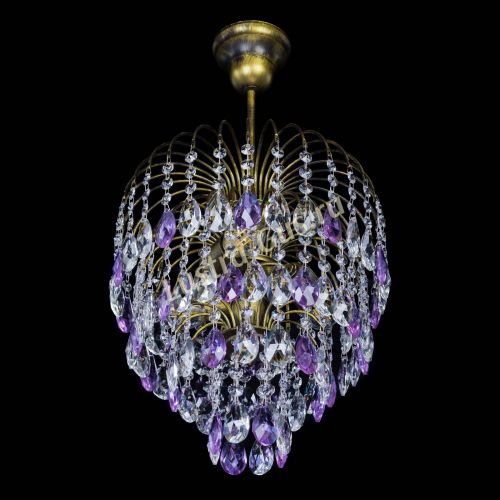 Люстра Лора №3 под бронзу фиолетовая в Симферополе Гусь Хрустальный