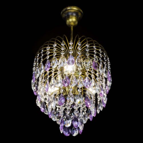 Люстра Лора №3 под бронзу фиолетовая в Симферополе Гусь Хрустальный