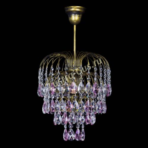 Люстра Лора №3 под бронзу розовая в Симферополе Гусь Хрустальный