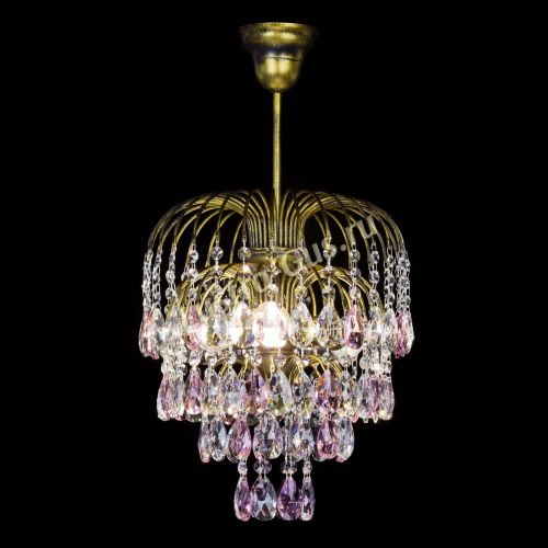 Люстра Лора №3 под бронзу розовая в Симферополе Гусь Хрустальный