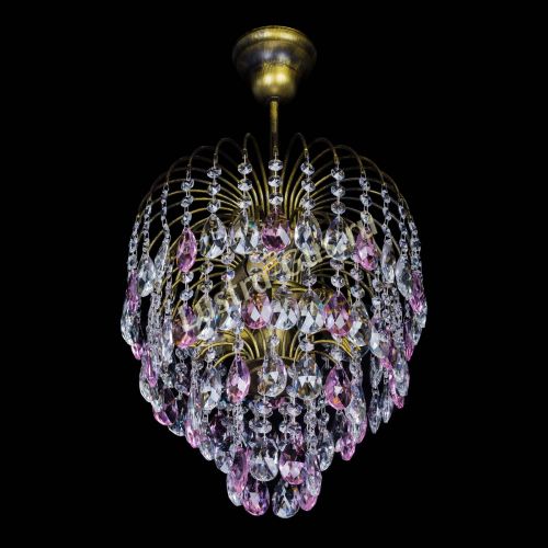 Люстра Лора №3 под бронзу розовая в Симферополе Гусь Хрустальный