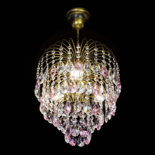 Люстра Лора №3 под бронзу розовая в Симферополе Гусь Хрустальный