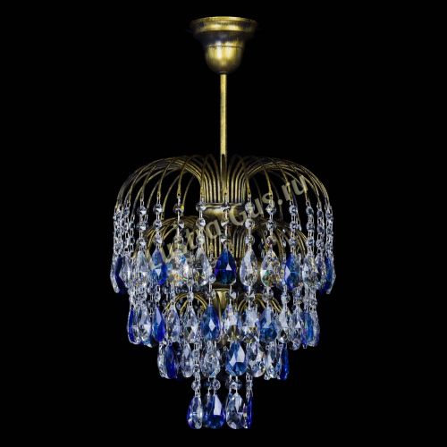 Люстра Лора №3 под бронзу синяя в Симферополе Гусь Хрустальный