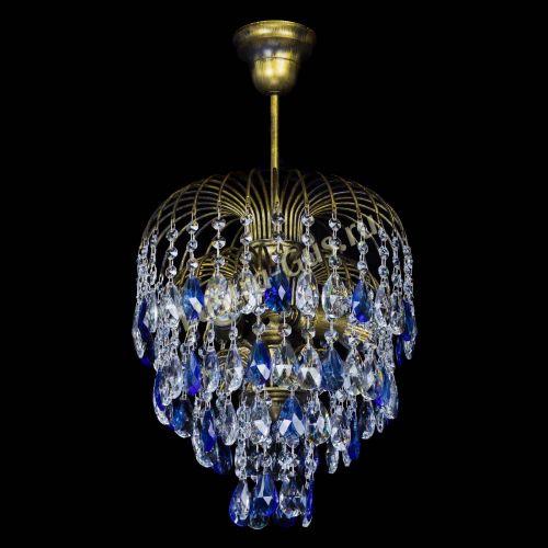 Люстра Лора №3 под бронзу синяя в Симферополе Гусь Хрустальный