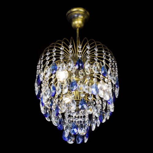 Люстра Лора №3 под бронзу синяя в Симферополе Гусь Хрустальный