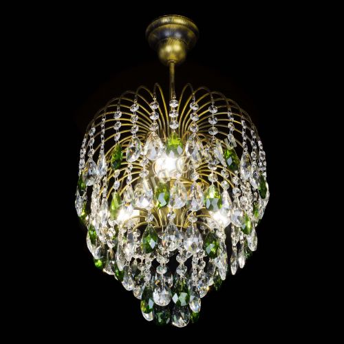 Люстра Лора №3 под бронзу зеленая в Симферополе Гусь Хрустальный