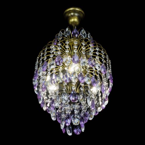 Люстра Лора №3 журавлик Фиолетовая под бронзу в Симферополе Гусь Хрустальный