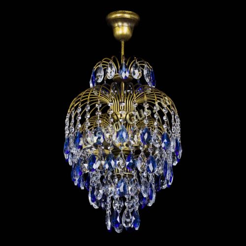 Люстра Лора №3 журавлик Синяя под бронзу в Симферополе Гусь Хрустальный