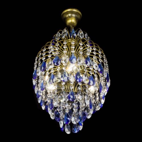 Люстра Лора №3 журавлик Синяя под бронзу в Симферополе Гусь Хрустальный