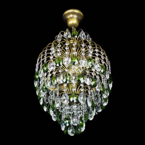 Люстра Лора №3 журавлик Зеленая под бронзу в Симферополе Гусь Хрустальный