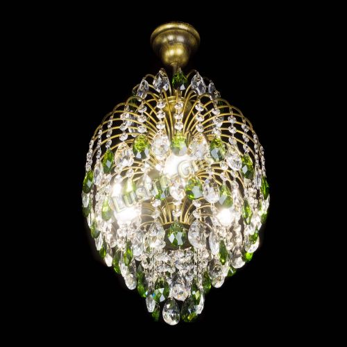 Люстра Лора №3 журавлик Зеленая под бронзу в Симферополе Гусь Хрустальный