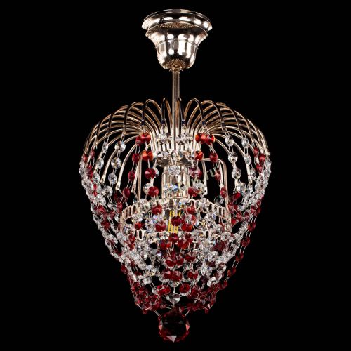 Люстра Малинка обтикон красная в Симферополе Гусь Хрустальный