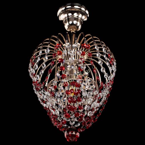 Люстра Малинка обтикон красная в Симферополе Гусь Хрустальный