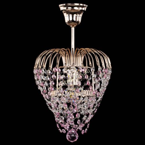 Люстра Малинка обтикон розовая в Симферополе Гусь Хрустальный