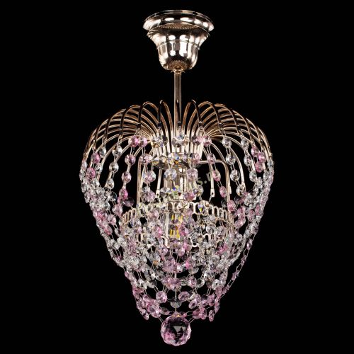 Люстра Малинка обтикон розовая в Симферополе Гусь Хрустальный