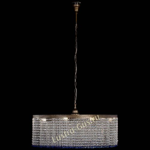 Люстра Милан капель №10 под бронзу синяя с подвесом в Симферополе Гусь Хрустальный