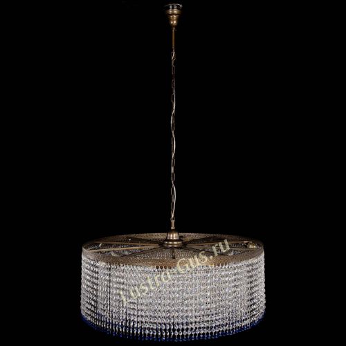 Люстра Милан капель №10 под бронзу синяя с подвесом в Симферополе Гусь Хрустальный