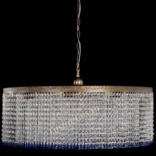 Люстра Милан капель №10 под бронзу синяя с подвесом в Симферополе Гусь Хрустальный