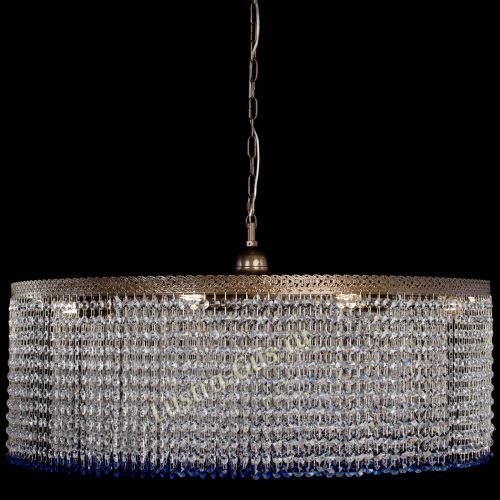 Люстра Милан капель №10 под бронзу синяя с подвесом в Симферополе Гусь Хрустальный