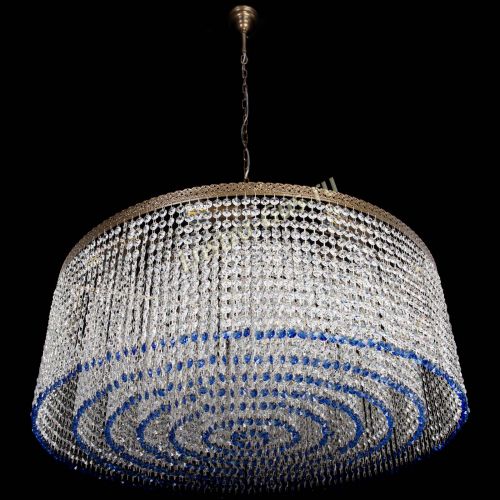 Люстра Милан капель №10 под бронзу синяя с подвесом в Симферополе Гусь Хрустальный