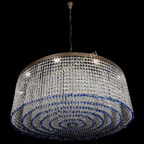 Люстра Милан капель №10 под бронзу синяя с подвесом в Симферополе Гусь Хрустальный