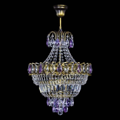 Люстра Ника подвесная Фиолетовая под бронзу в Симферополе Гусь Хрустальный