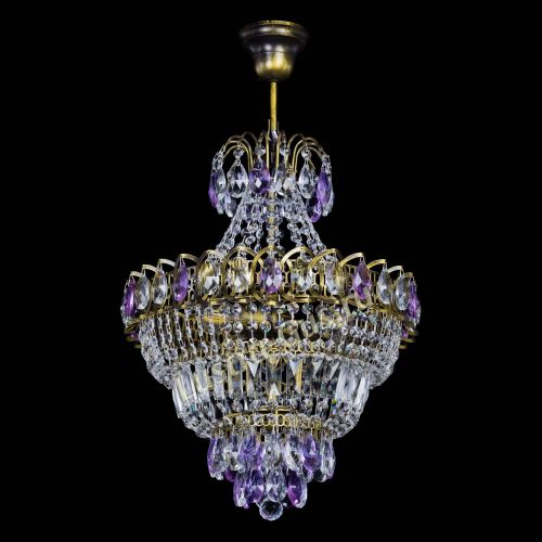 Люстра Ника подвесная Фиолетовая под бронзу в Симферополе Гусь Хрустальный