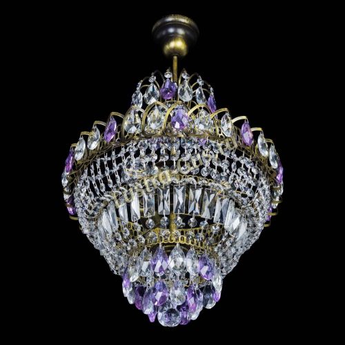 Люстра Ника подвесная Фиолетовая под бронзу в Симферополе Гусь Хрустальный