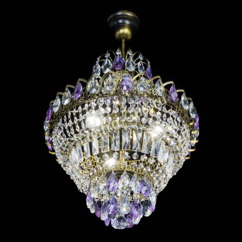 Люстра Ника подвесная Фиолетовая под бронзу в Симферополе Гусь Хрустальный