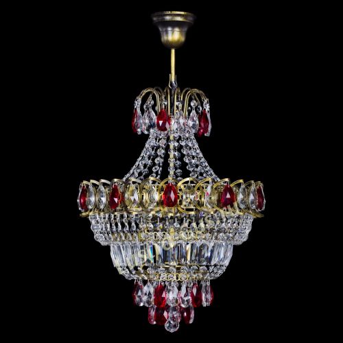 Люстра Ника подвесная Красная под бронзу в Симферополе Гусь Хрустальный