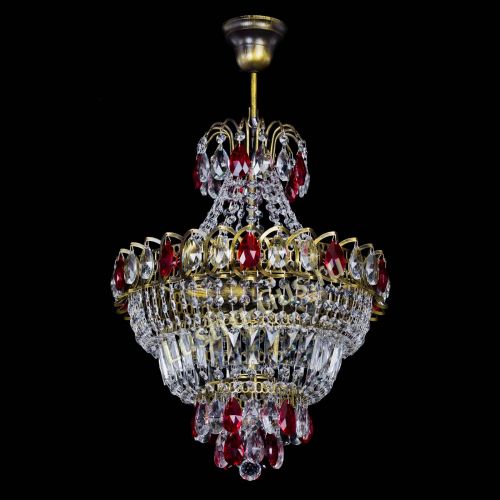 Люстра Ника подвесная Красная под бронзу в Симферополе Гусь Хрустальный