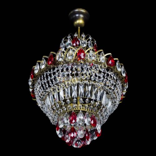 Люстра Ника подвесная Красная под бронзу в Симферополе Гусь Хрустальный