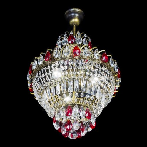 Люстра Ника подвесная Красная под бронзу в Симферополе Гусь Хрустальный