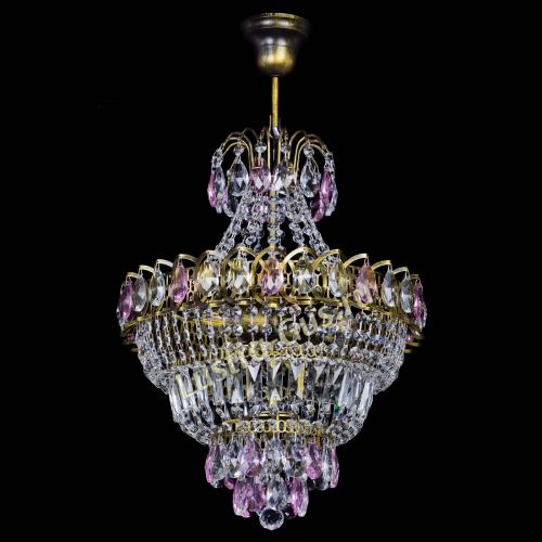 Люстра Ника подвесная Розовая под бронзу в Симферополе Гусь Хрустальный