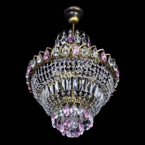 Люстра Ника подвесная Розовая под бронзу в Симферополе Гусь Хрустальный