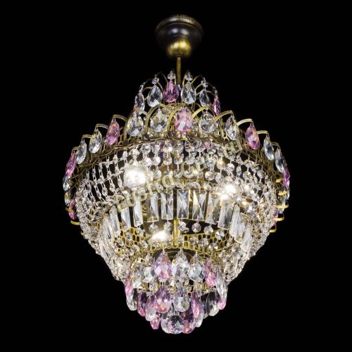 Люстра Ника подвесная Розовая под бронзу в Симферополе Гусь Хрустальный