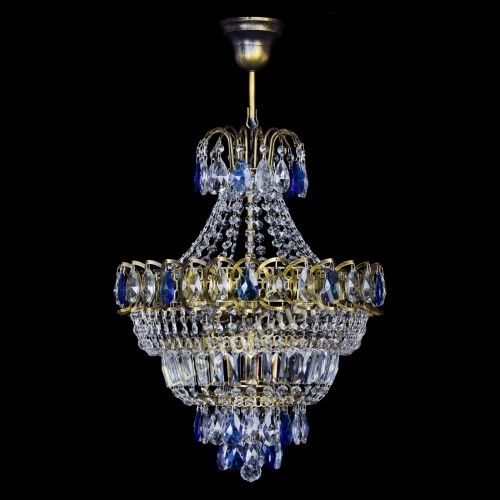 Люстра Ника подвесная Синяя под бронзу в Симферополе Гусь Хрустальный