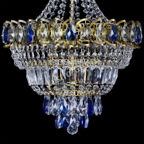 Люстра Ника подвесная Синяя под бронзу в Симферополе Гусь Хрустальный