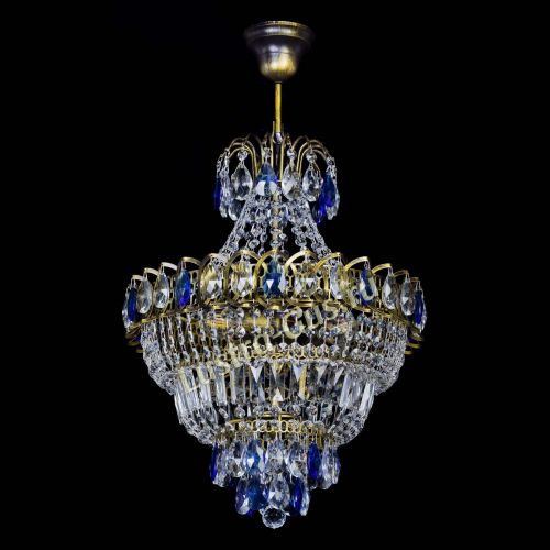 Люстра Ника подвесная Синяя под бронзу в Симферополе Гусь Хрустальный