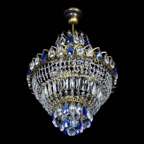 Люстра Ника подвесная Синяя под бронзу в Симферополе Гусь Хрустальный