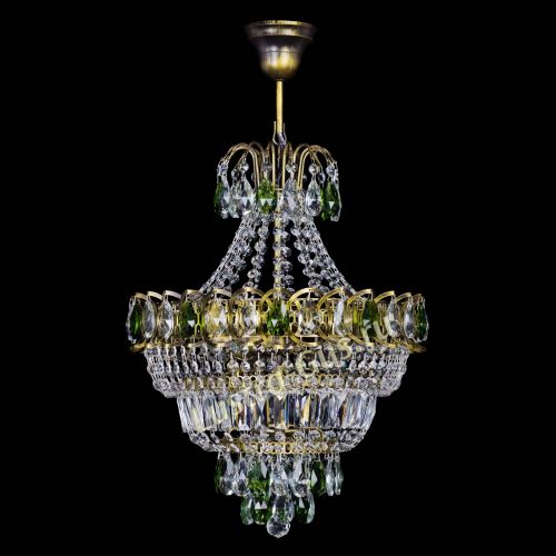 Люстра Ника подвесная Зеленая под бронзу в Симферополе Гусь Хрустальный