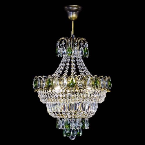 Люстра Ника подвесная Зеленая под бронзу в Симферополе Гусь Хрустальный