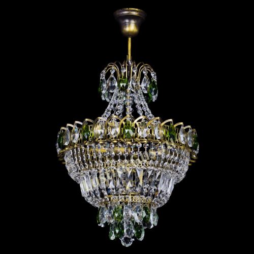 Люстра Ника подвесная Зеленая под бронзу в Симферополе Гусь Хрустальный