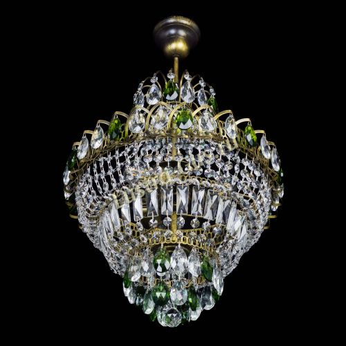 Люстра Ника подвесная Зеленая под бронзу в Симферополе Гусь Хрустальный
