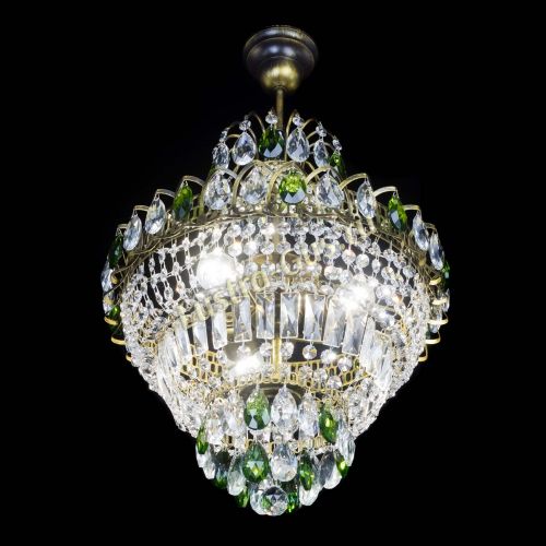 Люстра Ника подвесная Зеленая под бронзу в Симферополе Гусь Хрустальный