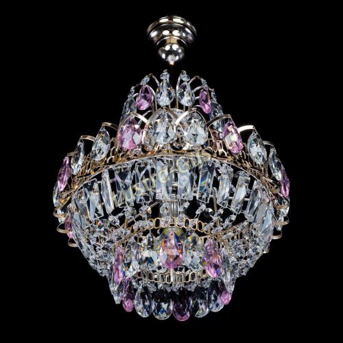 Люстра Ника 1 лампа розовая в Симферополе Гусь Хрустальный